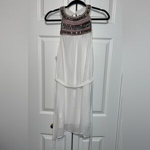 White Dress with Beaded Neckline